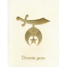 Shriners Thank You Card Gold Embossed