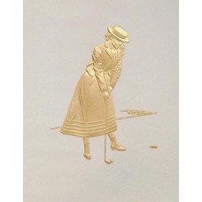 Golf Card Gold Embossed Woman Putting