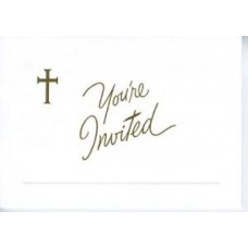 RELIGIOUS, INVITATION GOLD CROSS